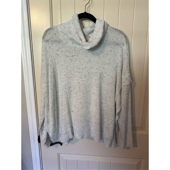 Anthropologie Speckled Cowl Neck Ruffle Long Sleeve Knit Sweater Size Small - Picture 4 of 10